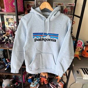 Patagonia Light Faded Blue Logo Hoodie Women’s S